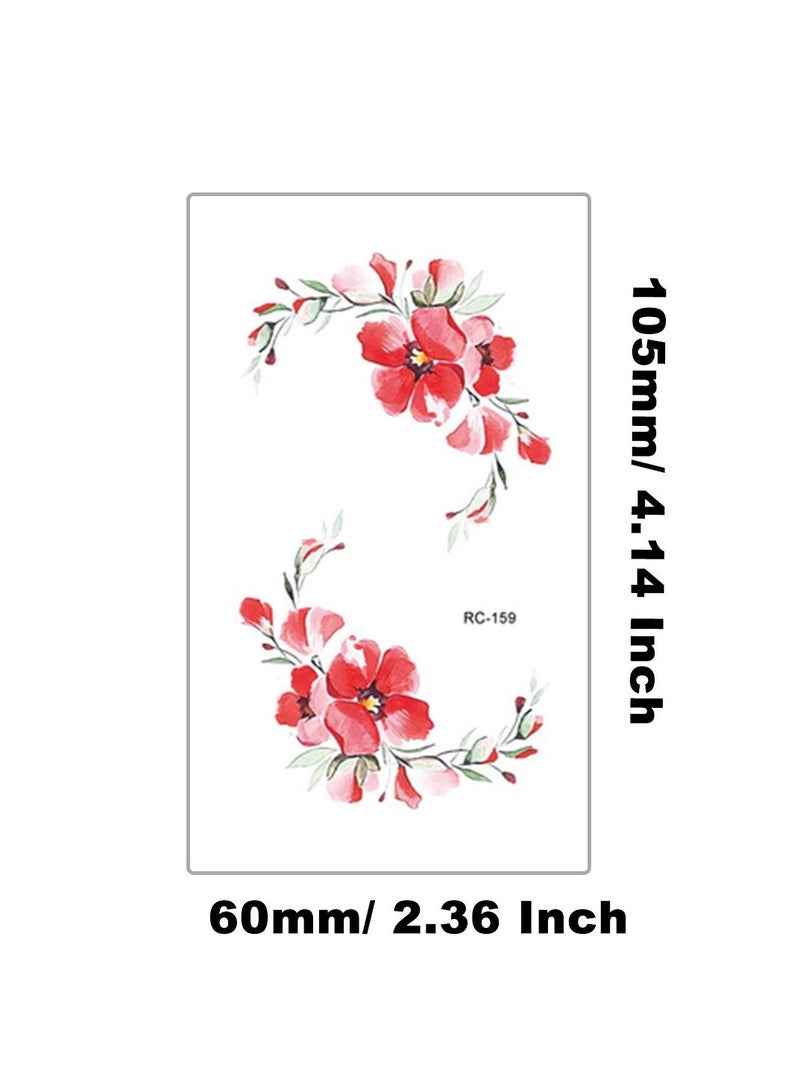 قوس قزح أورينبو 28 ورقة وشم مؤقتة مقاومة للماء للنساء والفتيات والرجال، وشم مؤقت على شكل زهرة وقط وأرنب، وشم مزيف لطيف، ملصق فني للجسم، عظم الترقوة والذراع - Image 5