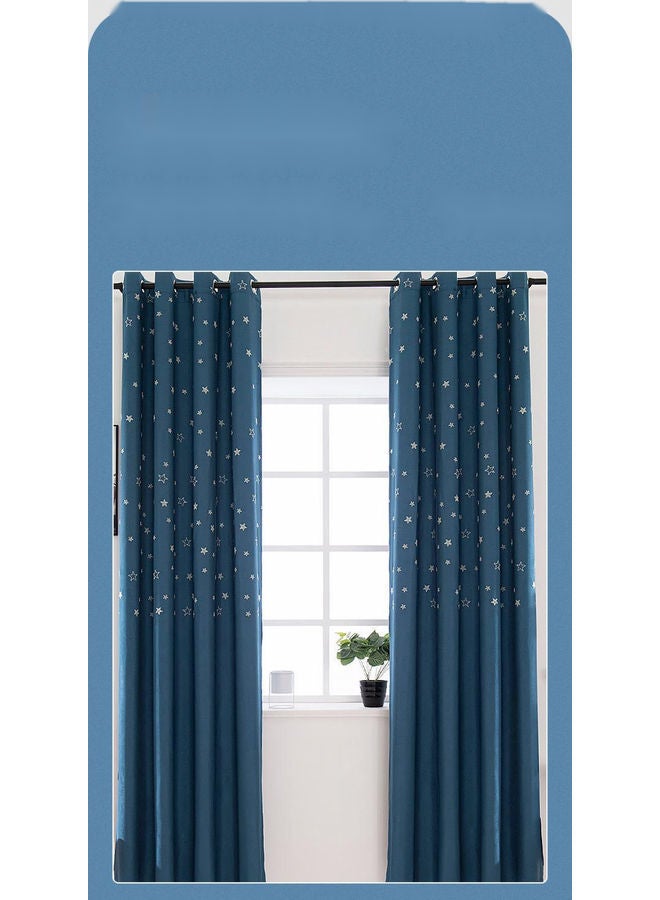 NIBEMINENT 1-Piece Thermal Insulated Blackout Window Curtains Blue 100x270cm - Image 1
