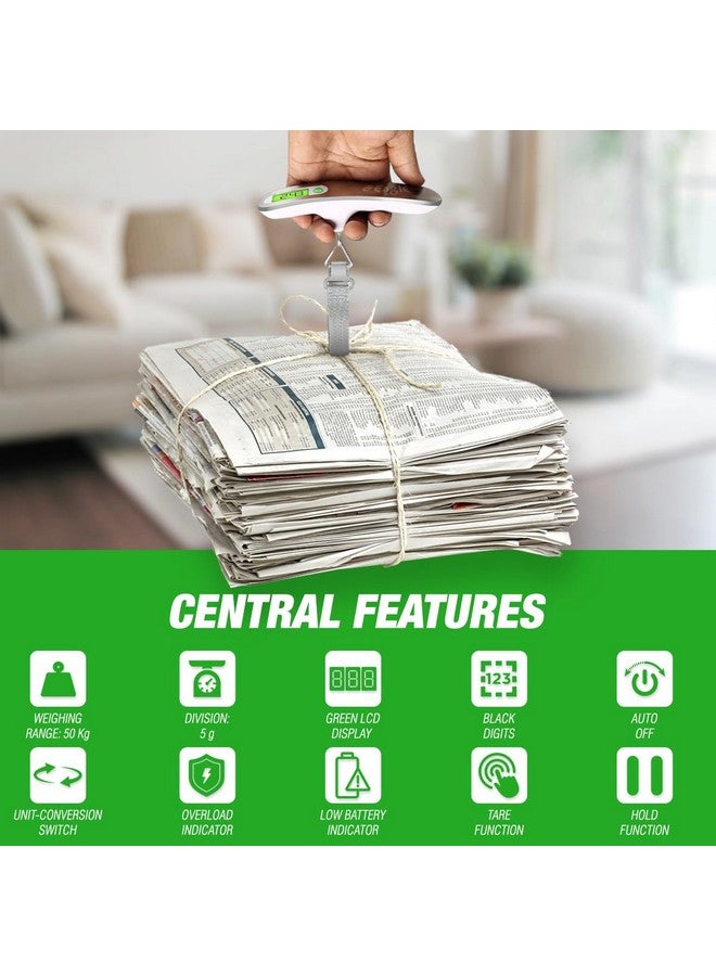 Eagle Digital Luggage Weighing Scale 50Kg | Portable Hanging Scale for Travel, Flights & Home Use | LED Display, Overload Indicator, Auto-Off Function - Compact & Lightweight - Silver EEL-6100A - Image 4