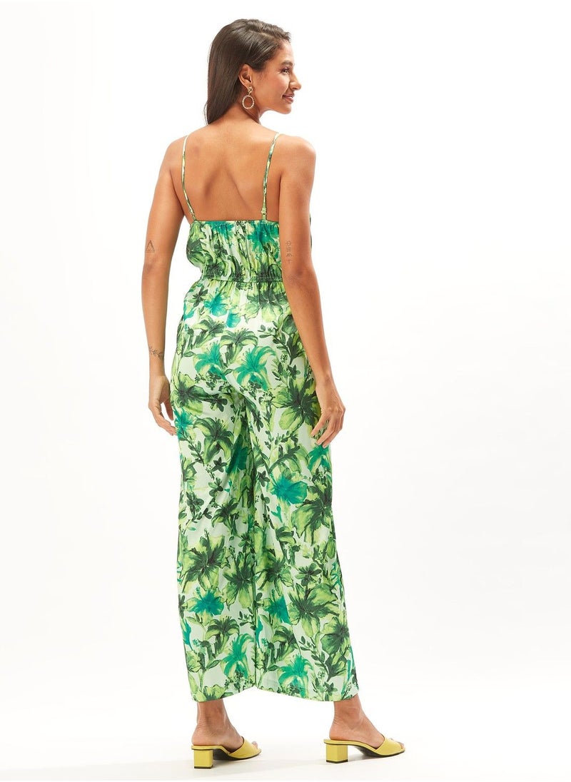2Xtremz - 2Xtremz Floral Print Jumpsuit with Spaghetti Straps and Pockets - Image 1