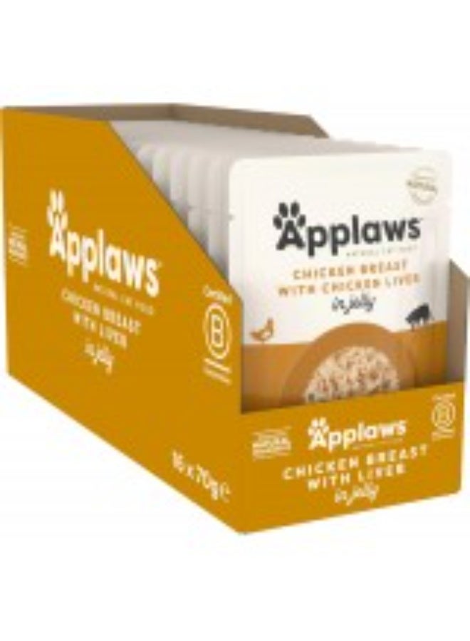 Applaws Chicken with Liver in Jelly Adult Wet Cat Food 70g X 16 Pouch in 1 Box