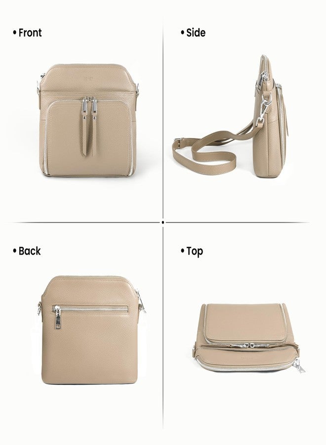 بيفن حقائب كروس بودي من الجلد الطبيعي من بيفن للنساء، حقيبة كتف صغيرة كروس بودي مزودة بمحفظة مدمجة بتقنية RFID، لون مشمشي فاتح، 9.85 × 7 × 4.1 بوصة، حقيبة كروس بودي - Image 5