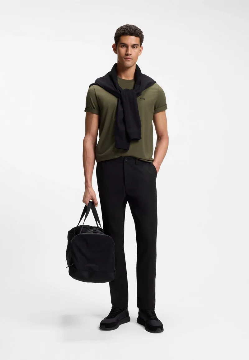 BOSS Open Green Stretch-cotton T-shirt with logo detail for Men | Best Price UAE