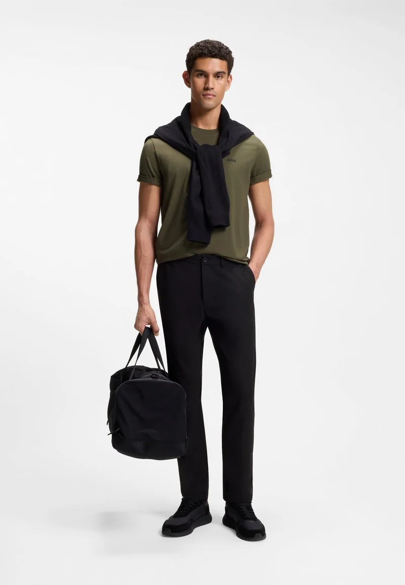 BOSS Open Green Stretch-cotton T-shirt with logo detail for Men | Best Price UAE