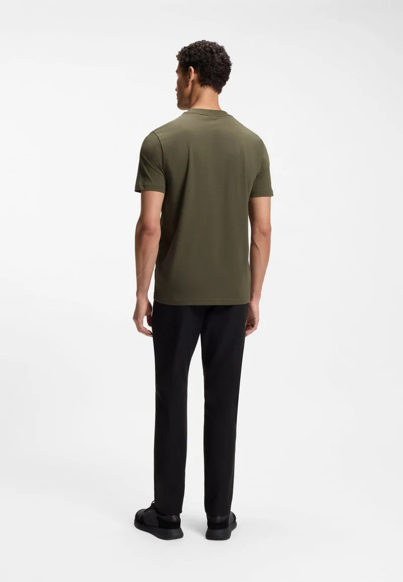 BOSS Open Green Stretch-cotton T-shirt with logo detail for Men | Best Price UAE