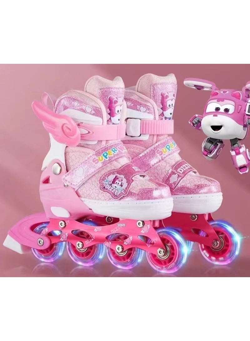 SKYVIEW Roller Skates for Girls Kids, Adjustable Inline Skates Rollerblades with Full Light Up LED Wheels & Angel Wings, Super Wings Dizzy Cartoon Outdoor Indoor Skating Shoes for Beginner - Image 2