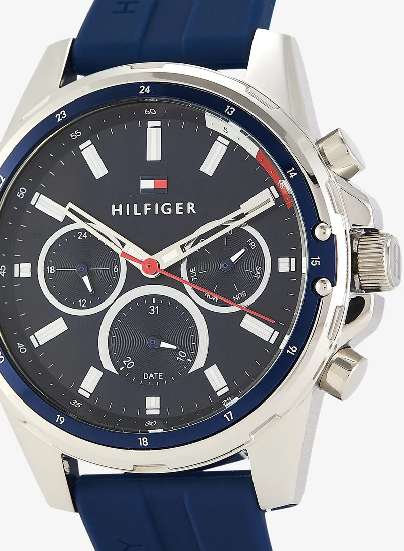 TOMMY HILFIGER Mens Analog Multifunction Quartz Watch With Blue Silicone Bracelet - 1791791