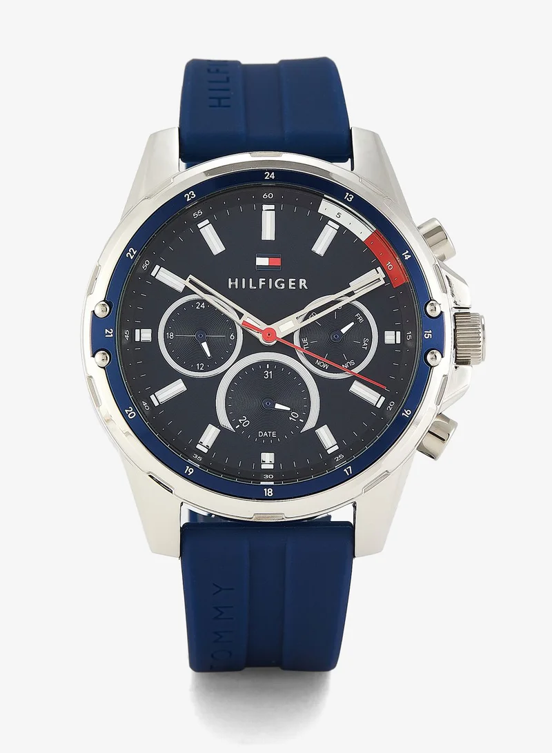 TOMMY HILFIGER Mens Analog Multifunction Quartz Watch With Blue Silicone Bracelet - 1791791