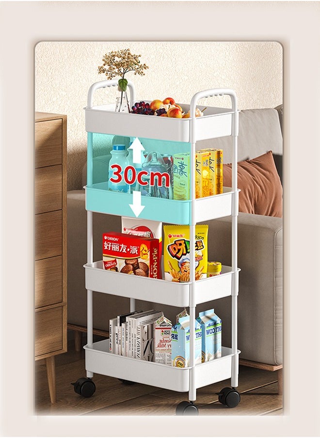FLYROAD 4-Layer Plastic Utility Roller Cart Pallet Storage Organizer Cart Craft Cart for Kitchen Bathroom Office Living Room (White)  - Image 5