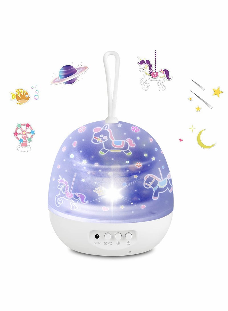 KASTWAVE Night Light Projector, Silent Star Lights Rotaing Projector Galaxy Projector Light for Baby Kids Bedroom with 4 Projection Films 15 Colors, White - Image 1