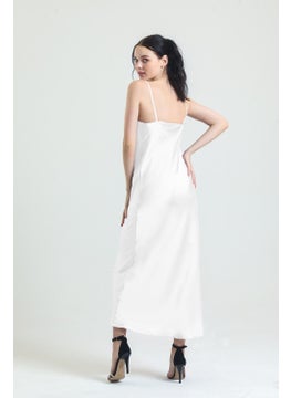 Magic Form 9790 Women's Ecru Cowl Collar Crepe Satin Long Nightgown  - Image 2