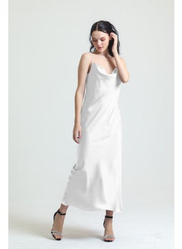 Magic Form 9790 Women's Ecru Cowl Collar Crepe Satin Long Nightgown  - Image 1