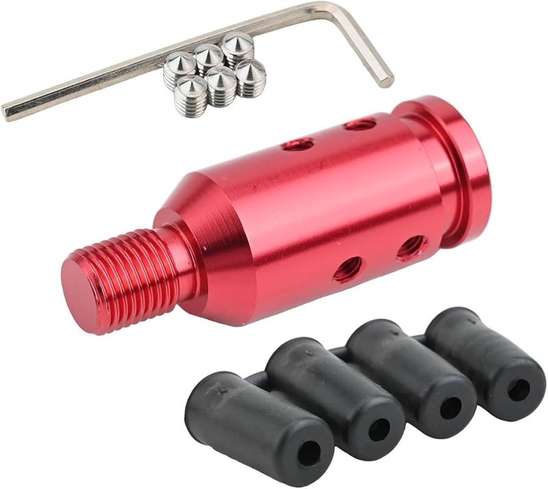Red Aluminum Alloy Shift Knob Adapter For Manual Transmission With 3 Sizes Plastic Hose - Image 3