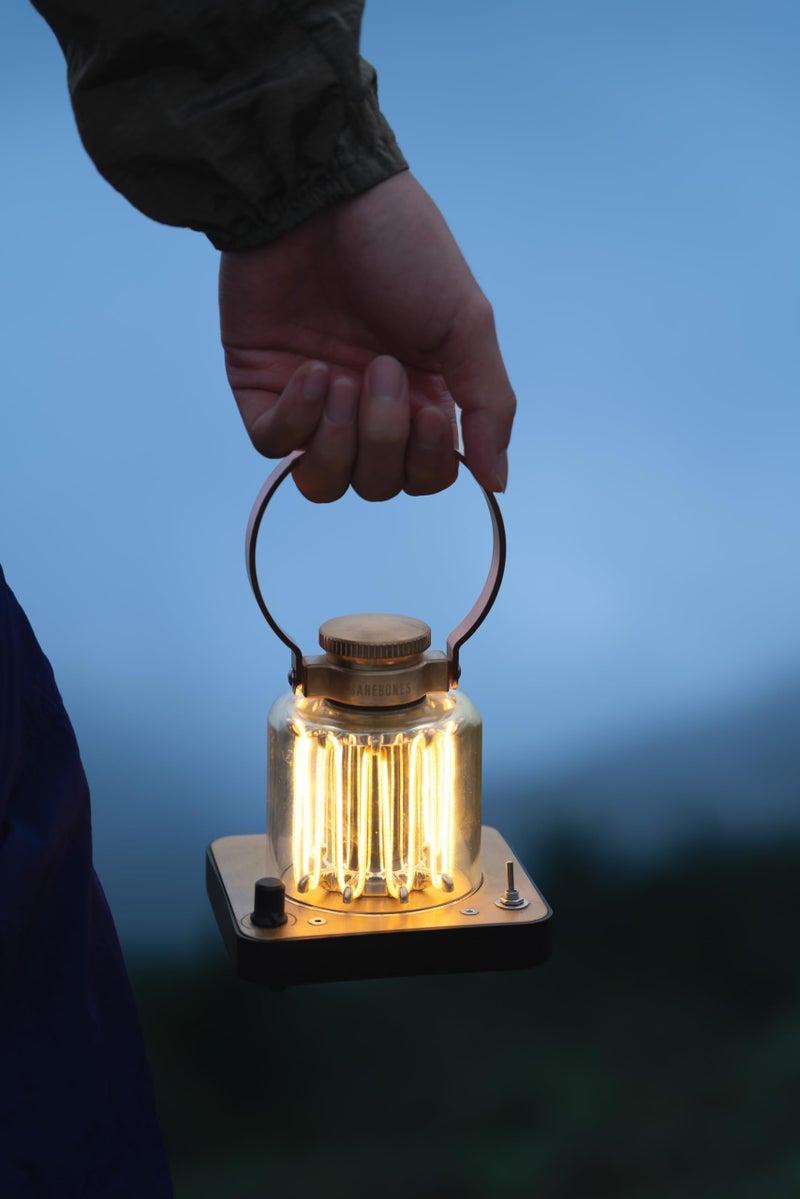 Barebones Block Tower Lantern â€“ Rechargeable LED Lantern with Adjustable Brightness, Candle Flicker Mode, Brass & Copper Finish, Portable Light for Indoor and Outdoor Use - Image 3