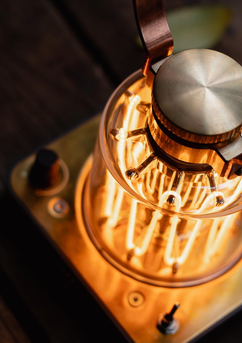 Barebones Block Tower Lantern â€“ Rechargeable LED Lantern with Adjustable Brightness, Candle Flicker Mode, Brass & Copper Finish, Portable Light for Indoor and Outdoor Use - Image 2