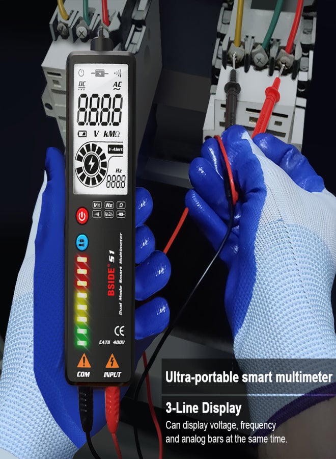 BSIDE S1 Dual Mode True RMS Digital Multimeter & Voltage Detector Handheld Smart Universal Meter 2000 Counts Auto Range Voltmeter V~Alert AC/DC Voltage Frequency Resistance Measurement Continuity - Image 2
