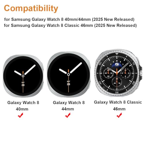 Sankel Compatible for Samsung Galaxy Watch 8 40mm 44mm/8 Classic 46mm Bands, Women Metal Replacement Bling Jewelry Bracelet Rhinestone Strap Wristband for Galaxy Watch 8/8 Classic (Silver) - Image 2