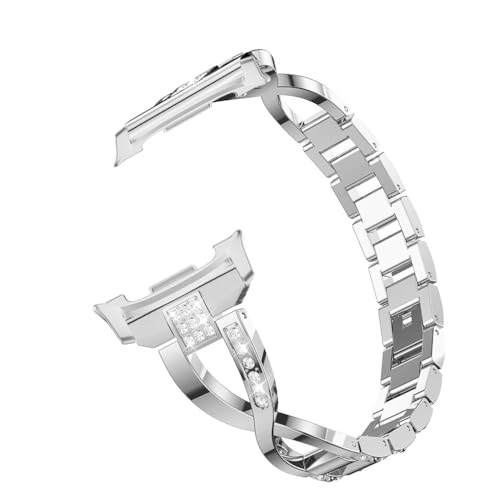 Sankel Compatible for Samsung Galaxy Watch 8 40mm 44mm/8 Classic 46mm Bands, Women Metal Replacement Bling Jewelry Bracelet Rhinestone Strap Wristband for Galaxy Watch 8/8 Classic (Silver) - Image 4