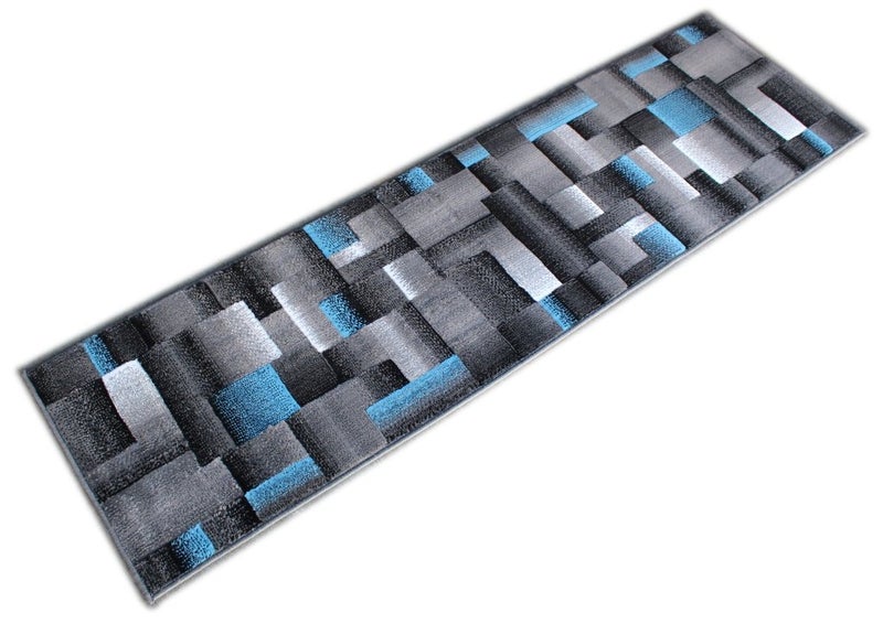 Masada Rugs, Modern Contemporary Runner Area Rug, Blue Grey Black (2 Feet X 7 Feet) Hallway Rug, Kitchen Mat, Bathroom Mat, Small Space Rug - Image 2