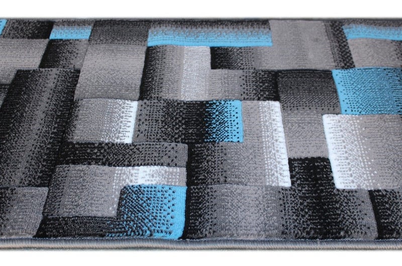 Masada Rugs, Modern Contemporary Runner Area Rug, Blue Grey Black (2 Feet X 7 Feet) Hallway Rug, Kitchen Mat, Bathroom Mat, Small Space Rug - Image 5