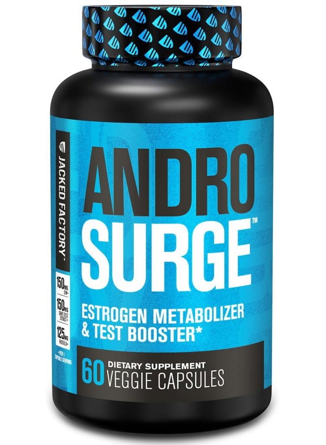 Jacked Factory Androsurge Estrogen Blocker for Men - Natural Testosterone Booster for Men & Estrogen Metabolizer with Tongkat Ali, DIM, Long Jack & More - Test Booster & Muscle Builder - 60 Count  - Image 1