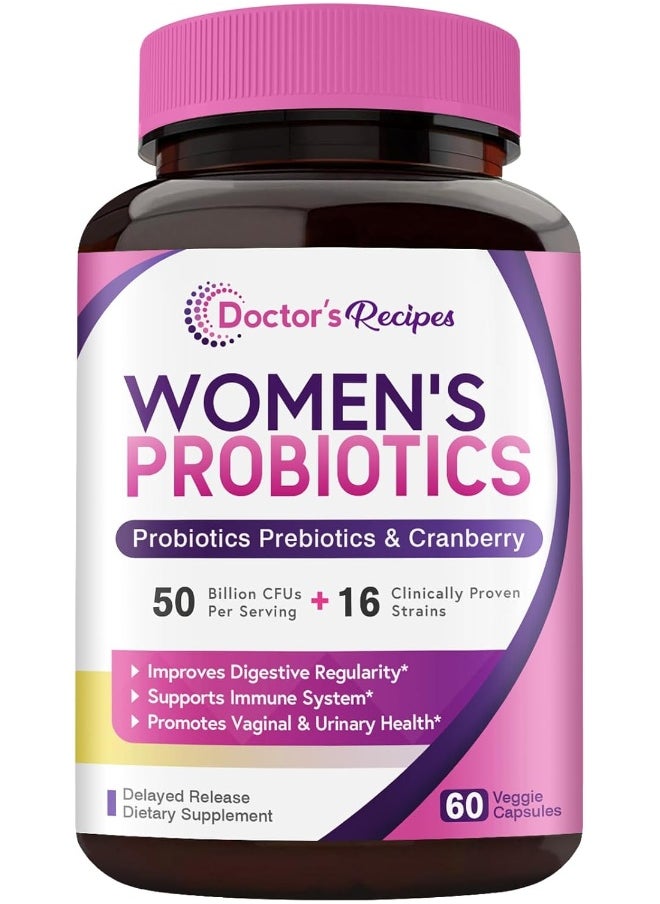 Doctor's Recipes Women's Probiotics 50 Billion CFU 60 Veggie Capsules  - Image 1