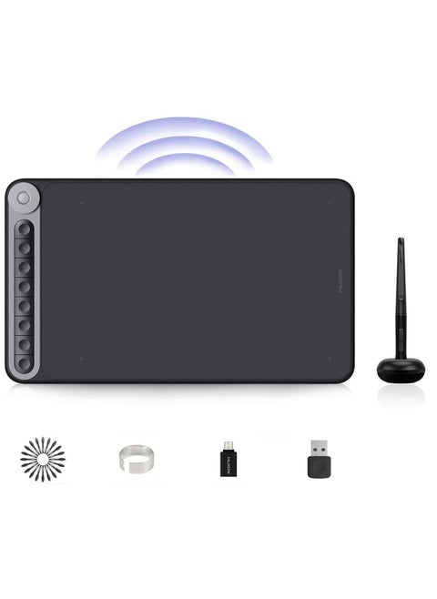 Inspiroy Dial Q620M Wireless Graphic Tablet, 10 x 6 Inch, Multifunctional Dial Controller, Compatible with Windows Mac Linux,