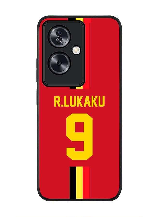 Stylizedd Rugged Black Edge Case for Oppo A79 5G, Slim fit Flexible Case Cover - Football Team - Belgium, Player Name - R.Lukaku - Image 1