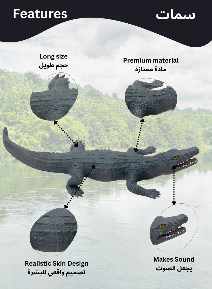 بريميم لعبة تمساح واقعية للأطفال - لعبة على شكل تمساح بري، لعبة زاحف تعليمية للأطفال الصغار، للتعلم واللعب التخيلي - Image 3