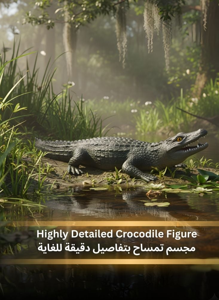 بريميم لعبة تمساح واقعية للأطفال - لعبة على شكل تمساح بري، لعبة زاحف تعليمية للأطفال الصغار، للتعلم واللعب التخيلي - Image 5