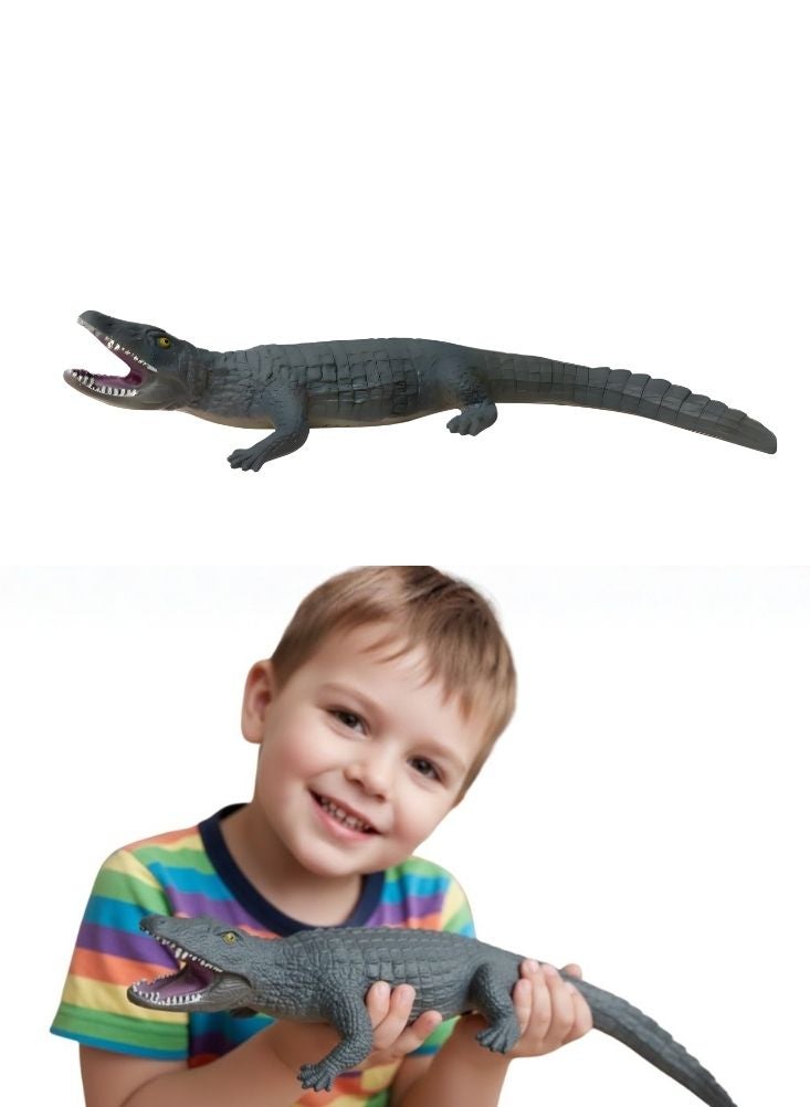 بريميم لعبة تمساح واقعية للأطفال - لعبة على شكل تمساح بري، لعبة زاحف تعليمية للأطفال الصغار، للتعلم واللعب التخيلي - Image 1