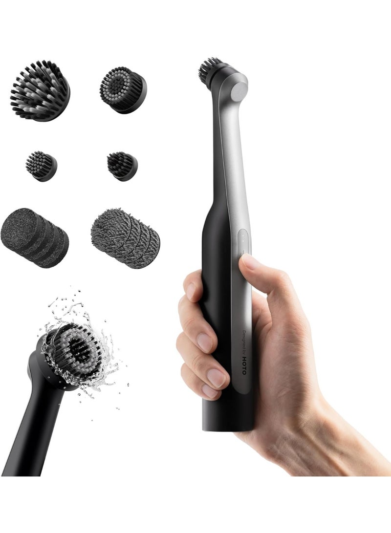 هوتو HOTO Wand™ Cordless Spin Scrubber, Electric Rechargeble Grout Cleaning Brush, IPX7 Waterproof Bathroom Scrubber, 12 Replaceable Brush Heads Version Power Scrubber for Grout, Tiles, Corners, Crevices - Image 1