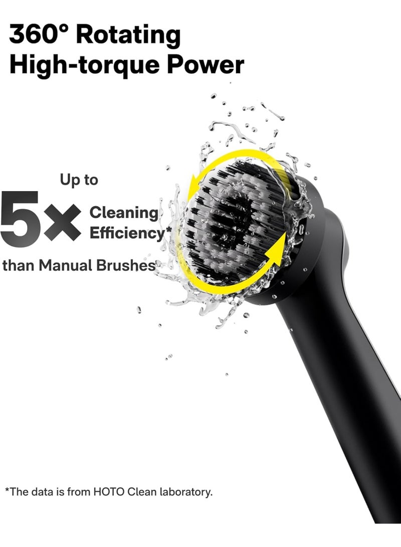 هوتو HOTO Wand™ Cordless Spin Scrubber, Electric Rechargeble Grout Cleaning Brush, IPX7 Waterproof Bathroom Scrubber, 12 Replaceable Brush Heads Version Power Scrubber for Grout, Tiles, Corners, Crevices - Image 2