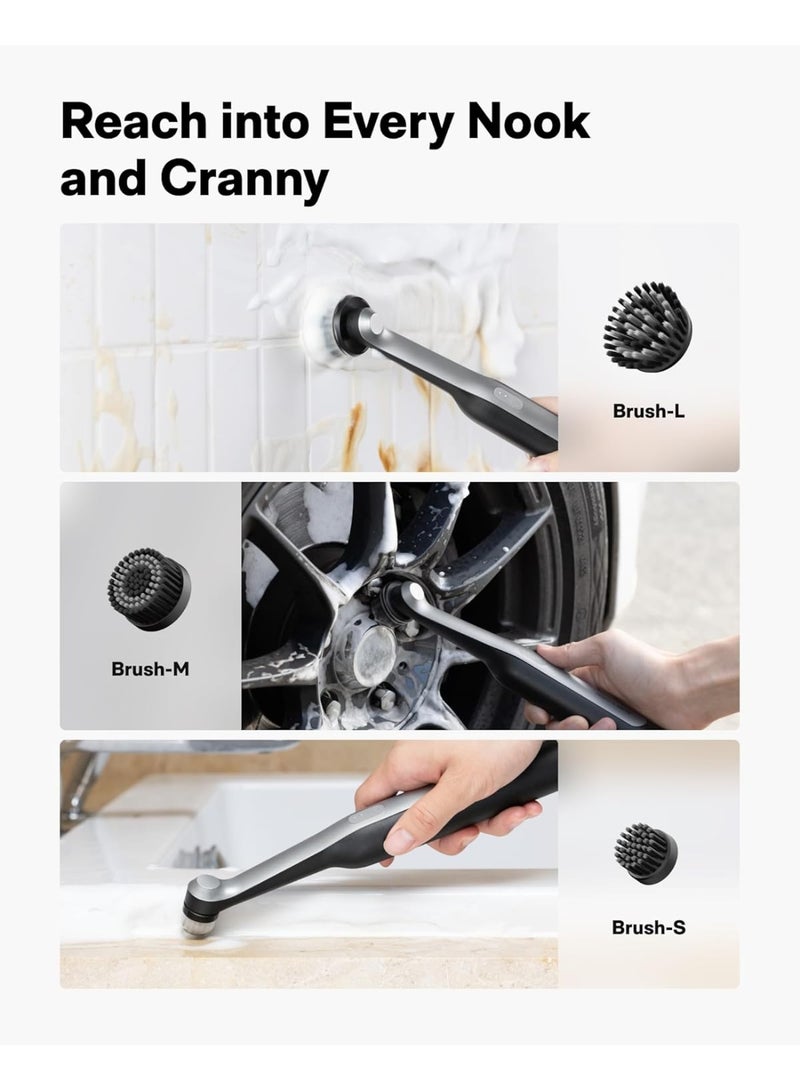 هوتو HOTO Wand™ Cordless Spin Scrubber, Electric Rechargeble Grout Cleaning Brush, IPX7 Waterproof Bathroom Scrubber, 12 Replaceable Brush Heads Version Power Scrubber for Grout, Tiles, Corners, Crevices - Image 3