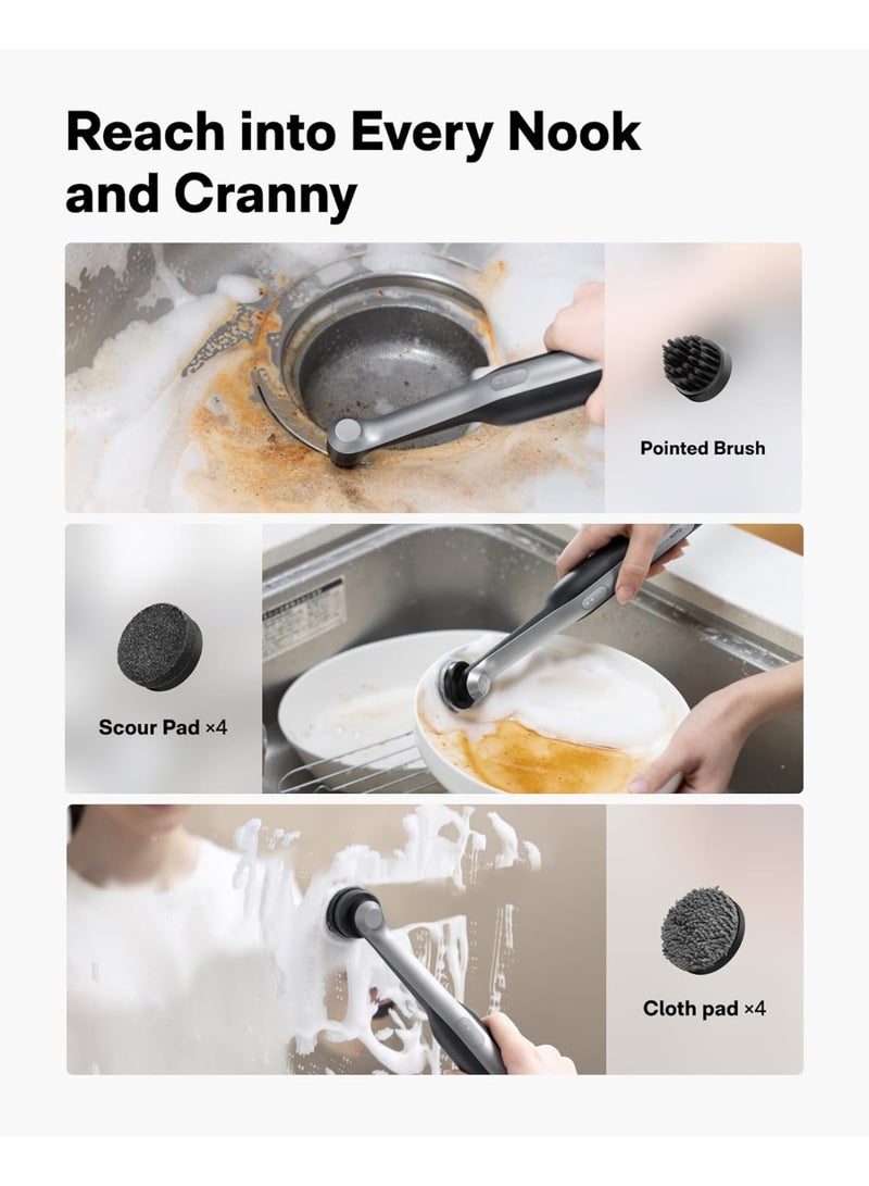 هوتو HOTO Wand™ Cordless Spin Scrubber, Electric Rechargeble Grout Cleaning Brush, IPX7 Waterproof Bathroom Scrubber, 12 Replaceable Brush Heads Version Power Scrubber for Grout, Tiles, Corners, Crevices - Image 4