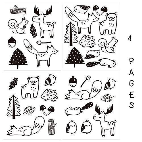 The Boho Design Forest Animal Wall Decals Peel and Stick for Kids, Baby Bedroom Nursery and Living Room. 36 pcs Adhesive Vinyl Wall Stickers Decor (White) - Image 4