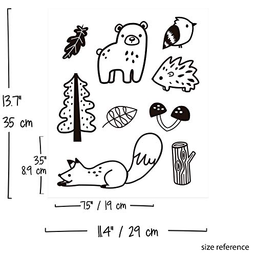 The Boho Design Forest Animal Wall Decals Peel and Stick for Kids, Baby Bedroom Nursery and Living Room. 36 pcs Adhesive Vinyl Wall Stickers Decor (White) - Image 5