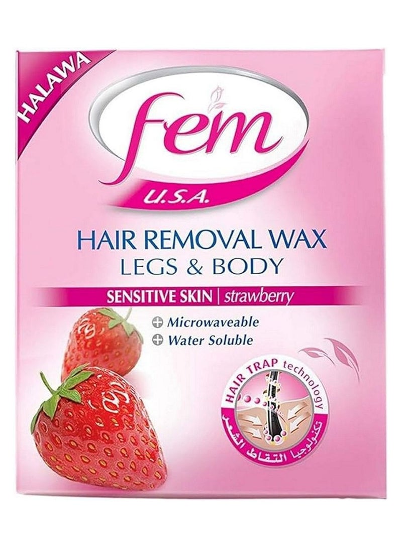 fem Hair Removal Wax Legs & Body Sensitive Skin With Strawberry Fragrance 450 Gm - Image 1