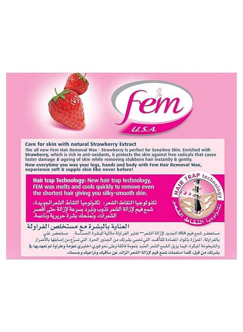 fem Hair Removal Wax Legs & Body Sensitive Skin With Strawberry Fragrance 450 Gm - Image 2