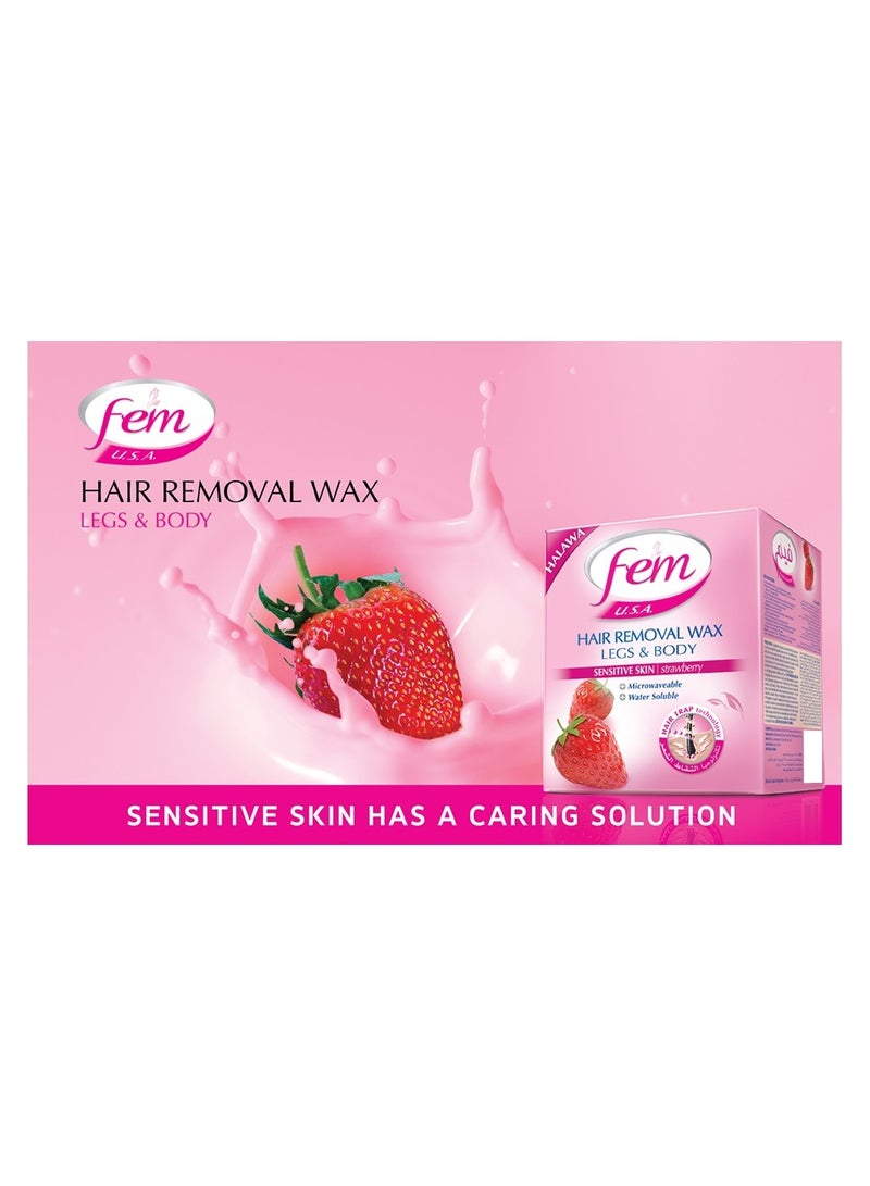 fem Hair Removal Wax Legs & Body Sensitive Skin With Strawberry Fragrance 450 Gm - Image 3