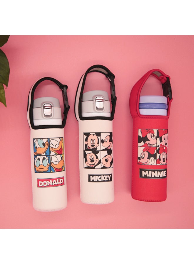 Universal Crossbody Strap Glass Cup Water Bottle Protective Sleeve Insulated Cover Anti-scalding Anti-fall Heat Insulation Bag-Color:Medium Daisy Powder ]-Capacity:501-600ml  - Image 3