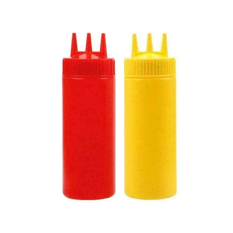 PUTHAK UNEQUETREND Puthak Squeeze Bottle 3 Hole Ketchup Mustard Salad Dressing Seasoning Squeezer Suitable for Family Restaurant Bakery 500 ml 2Pcs Multicolor - Image 1