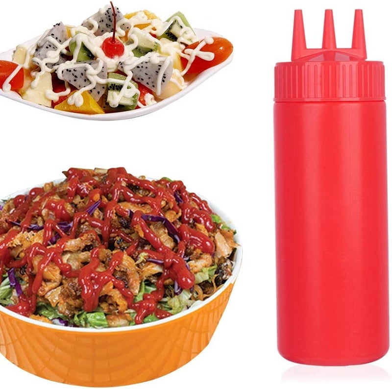 PUTHAK UNEQUETREND Puthak Squeeze Bottle 3 Hole Ketchup Mustard Salad Dressing Seasoning Squeezer Suitable for Family Restaurant Bakery 500 ml 2Pcs Multicolor - Image 4