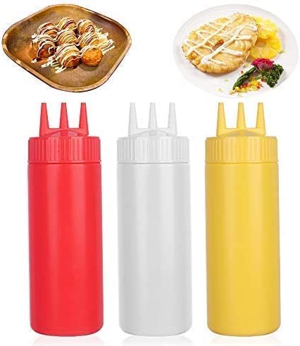 PUTHAK UNEQUETREND Puthak Squeeze Bottle 3 Hole Ketchup Mustard Salad Dressing Seasoning Squeezer Suitable for Family Restaurant Bakery 500 ml 2Pcs Multicolor - Image 3