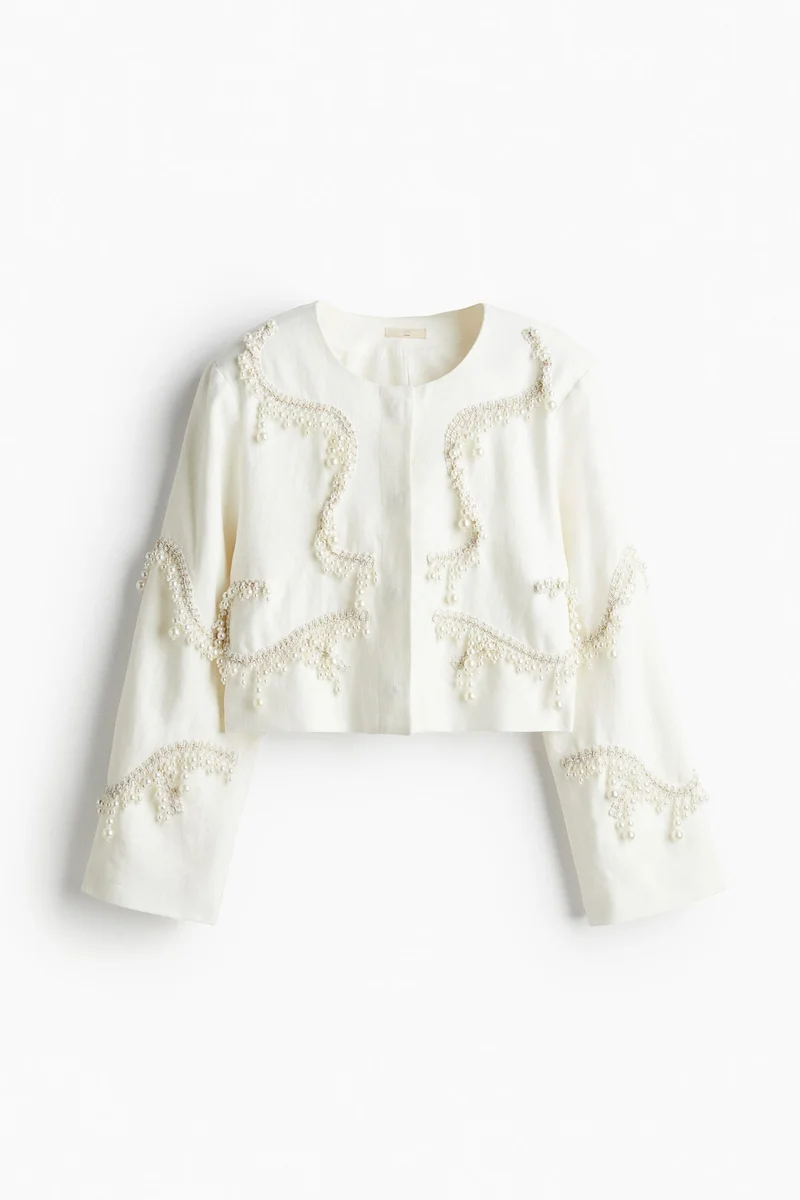 H&M Bead-embellished linen jacket