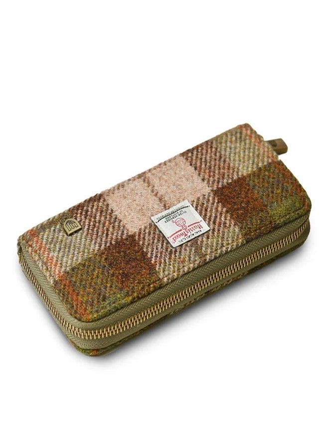 Islander HarrisTweed & PU Leather women’s long zip purse, Chestnut Tartan, Carry Cash & card, Scottish Style - Image 2
