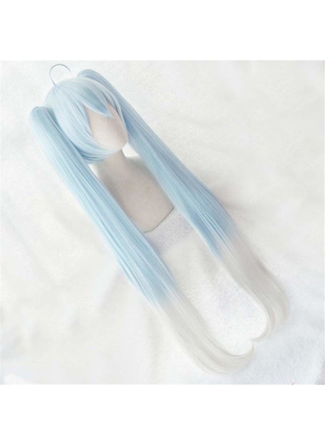 Xingwang Queen - Anime Cosplay Wig 120cm Long Light Blue Gradient White Clip on Double Ponytails - Image 1
