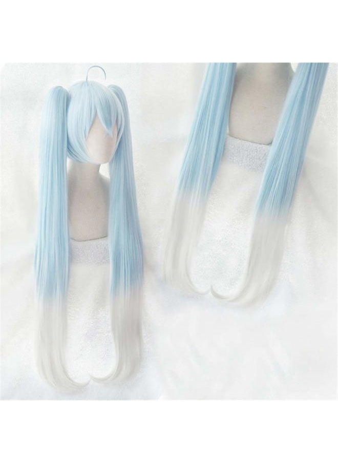 Xingwang Queen - Anime Cosplay Wig 120cm Long Light Blue Gradient White Clip on Double Ponytails - Image 1