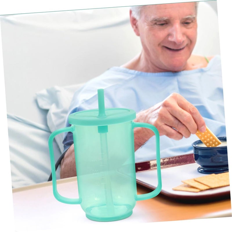 2Pcs Anti Spill Feeding Cup with Handle and Straw for Elderly Disabled Patients - Image 3