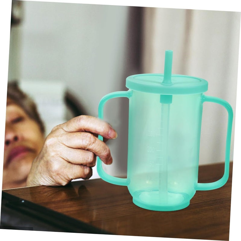 2Pcs Anti Spill Feeding Cup with Handle and Straw for Elderly Disabled Patients - Image 5